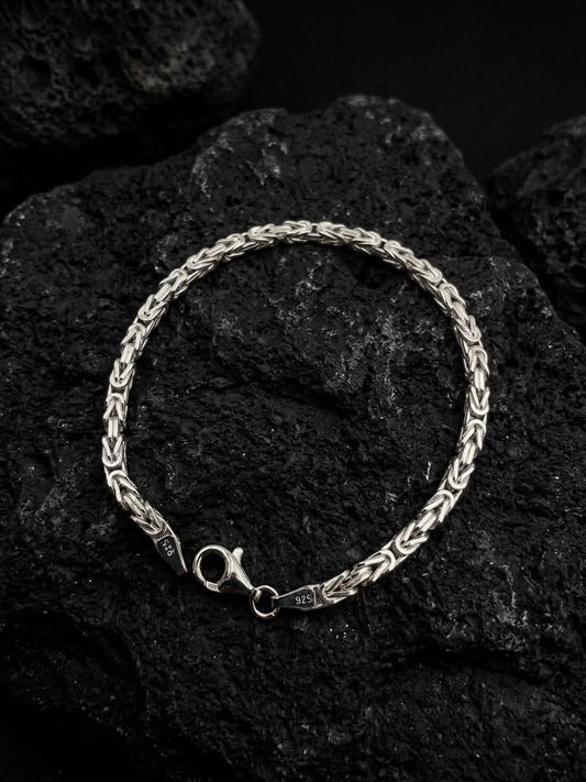 925 Sterling Silver Kings Byzantine Bracelet 3mm Width - 8.5 inch