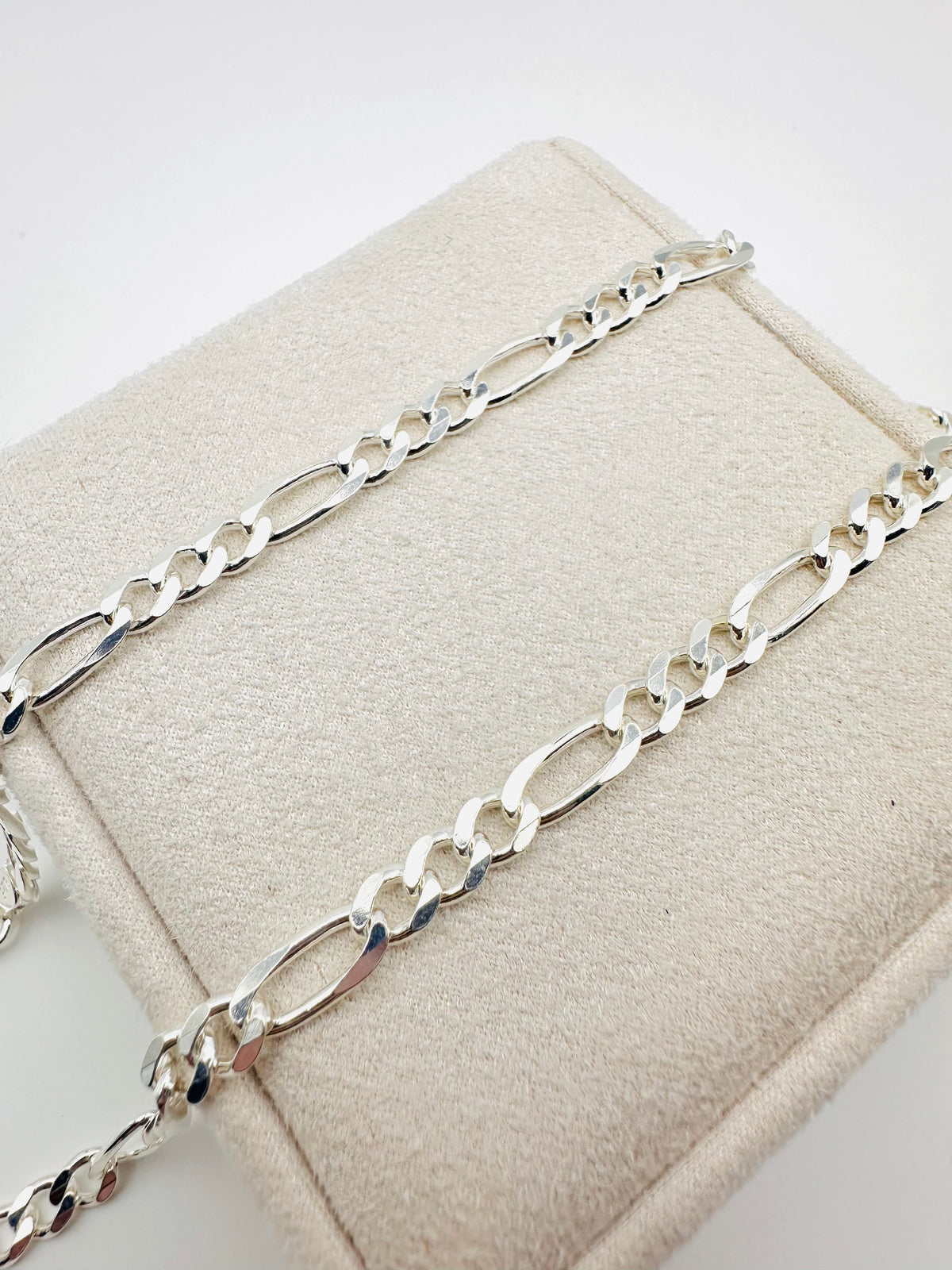 Sterling Silver Solid Figaro Chain Necklace - 7mm width - 18” 20” 22” 24” Length
