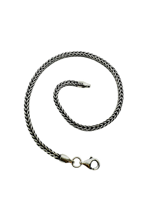 Chain the Men Black Silver Mens 4mm Wheat Franco Bracelet -Super Design