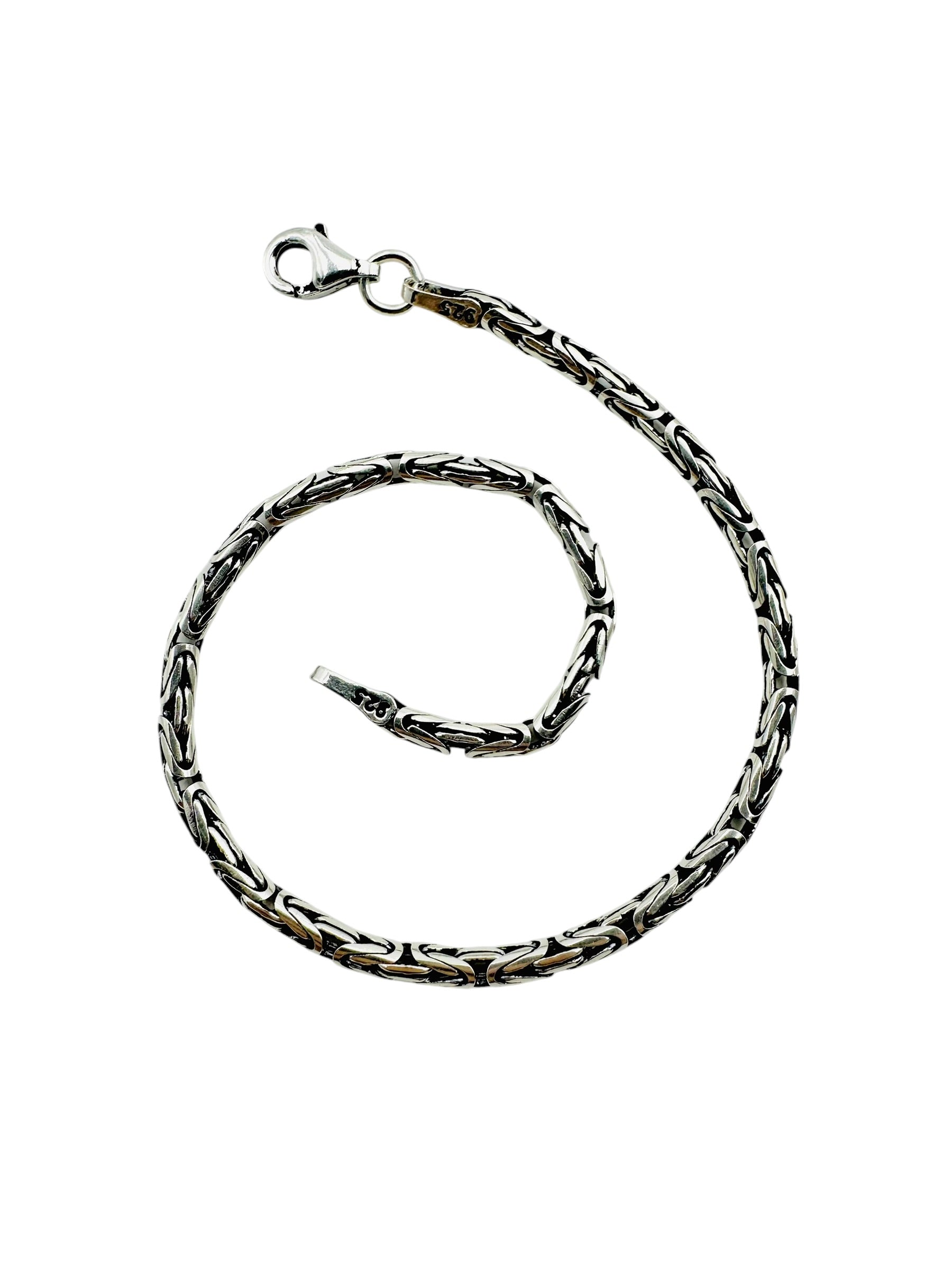 Chain the Men Black Silver Mens 3mm Byzantine King Round Link Bracelet - Holiday Design