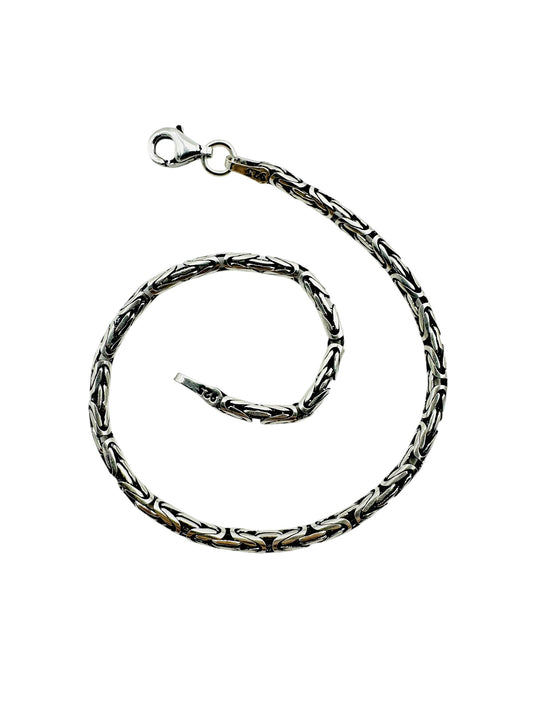 Chain the Men Black Silver Mens 3mm Byzantine King Round Link Bracelet - Holiday Design