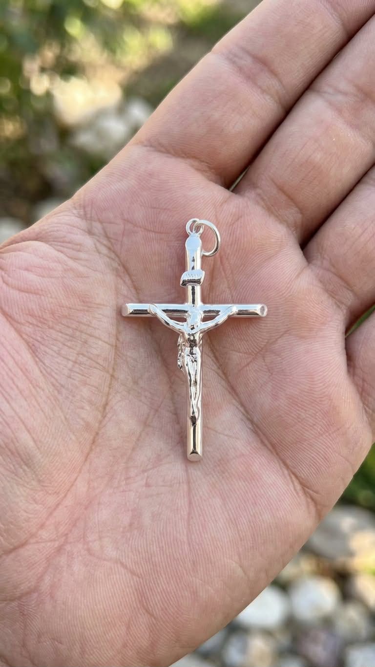 925 Sterling Silver Large Crucifix Cross Pendant Gift - Handmade Solid