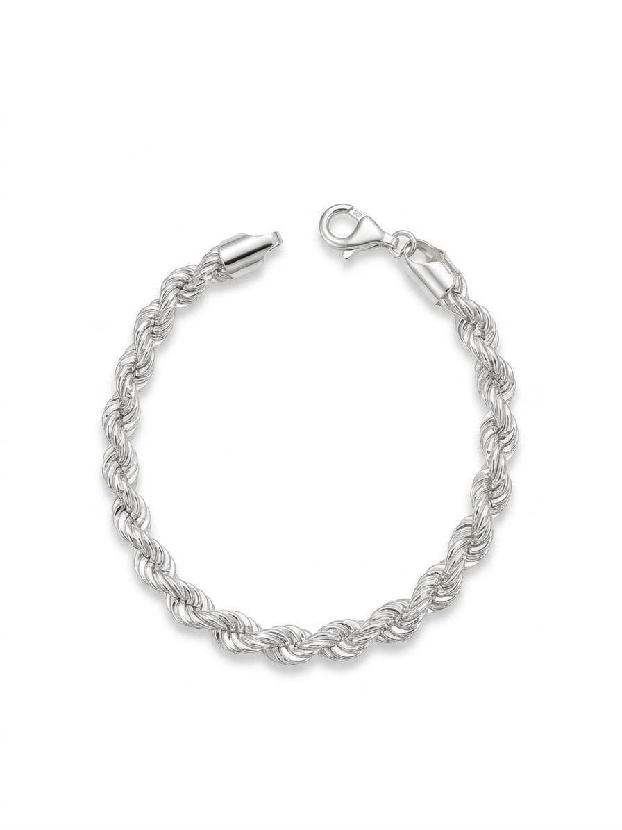 925 Sterling Silver Chunky Rope Bracelet 8mm Width - 8.5 inch