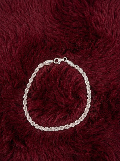 925 Sterling Silver Rope Bracelet 4mm Width - 8.5 inch