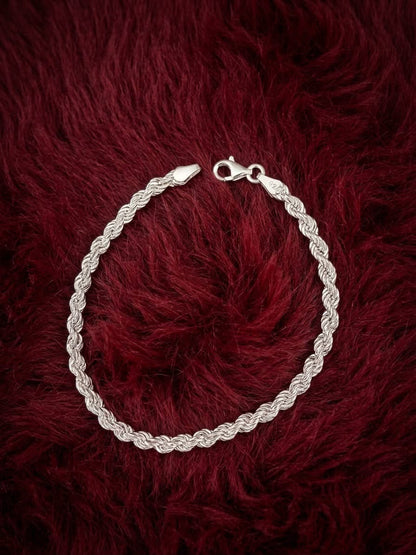 925 Sterling Silver Rope Bracelet 6mm Width - 8.5 inch