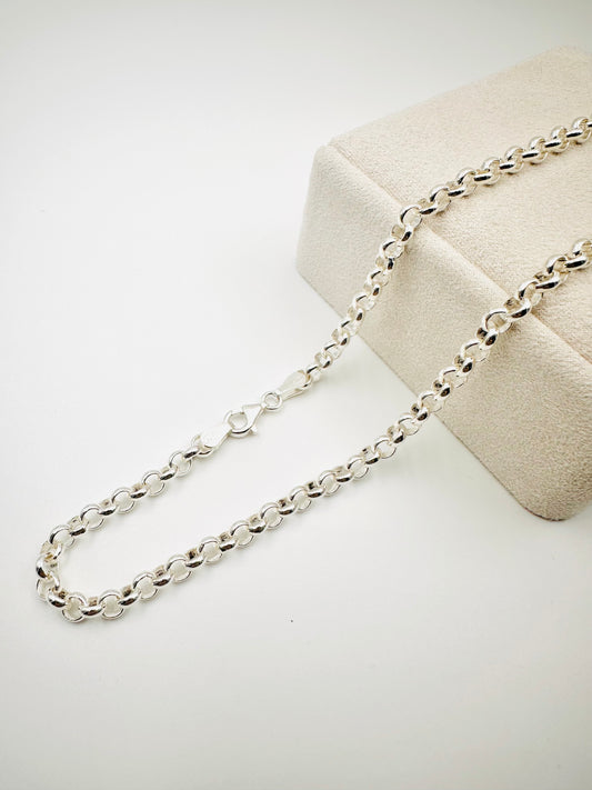 5mm Sterling Silver Round Belcher Chain Necklace - 18” 20” 22” 24” Length - Solid Silver - 925 Stamp - New