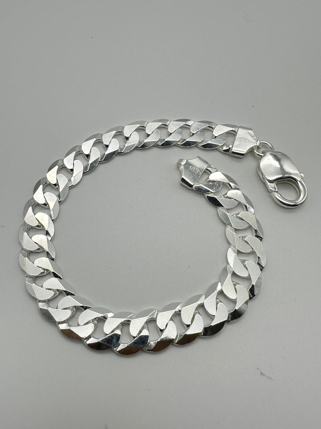 Solid 925 Sterling Silver Heavy Chunky Mens Curb Bracelet 8.5 inch