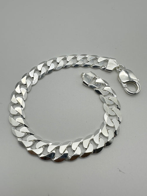Solid 925 Sterling Silver Heavy Chunky Mens Curb Bracelet 8.5 inch