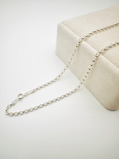 3mm Sterling Silver Round Belcher Chain Necklace - 18” 20” 22” 24” Length - Solid Silver - 925 Stamp - New