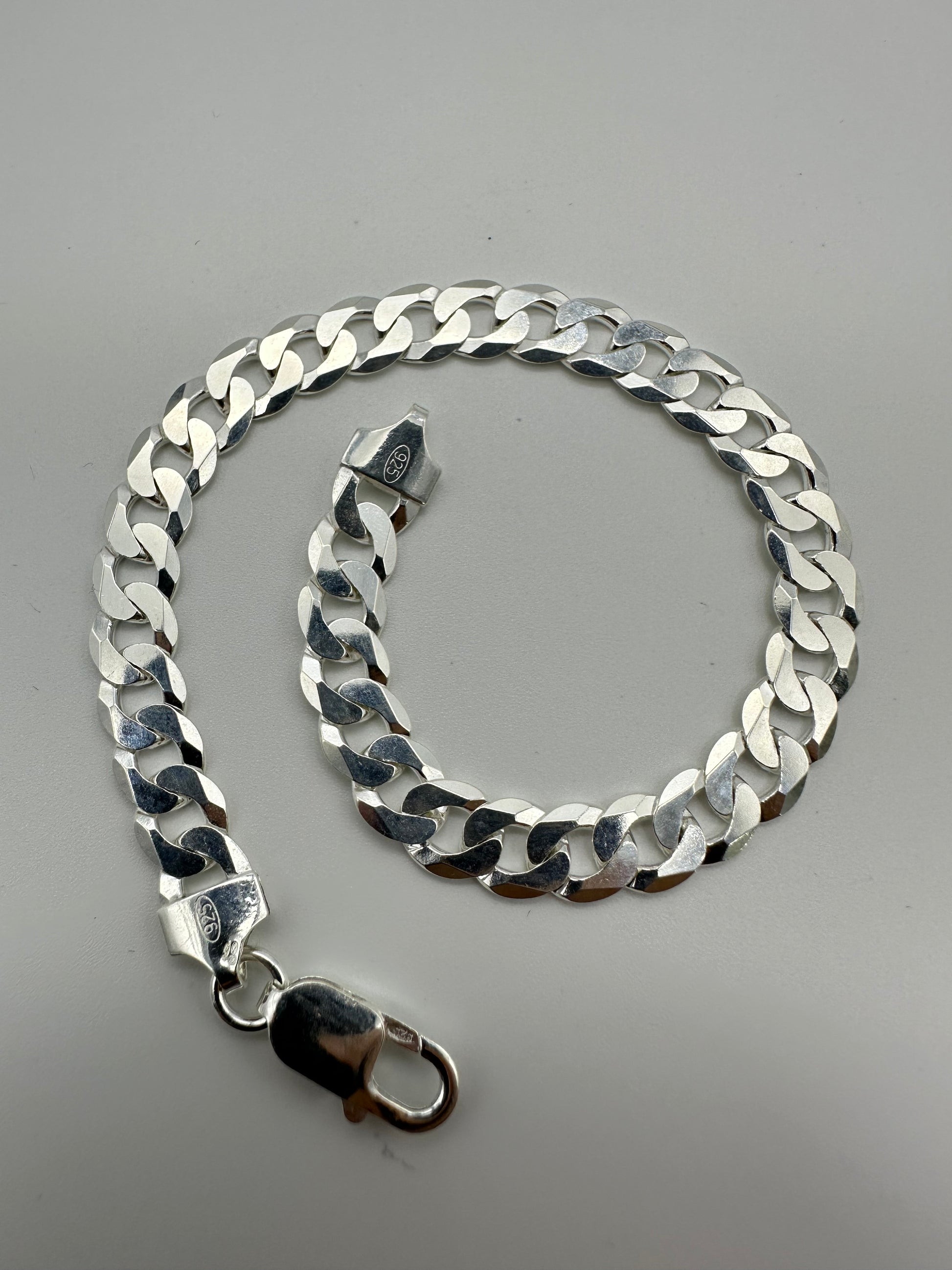 Solid 925 Sterling Silver Heavy Chunky Mens Curb Bracelet 8.5 inch