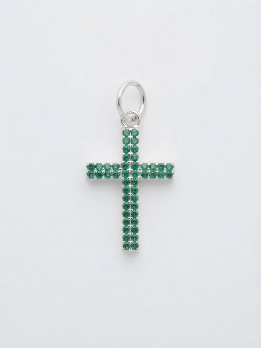 925 Sterling Silver Bath City Emerald Gem Cross Handmade Cross Pendant Gift