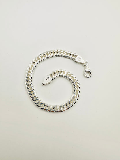 Chain the Men Heavy 925 Silver Mens 8mm Double Curb Bracelet 8.5” - Chunky Design
