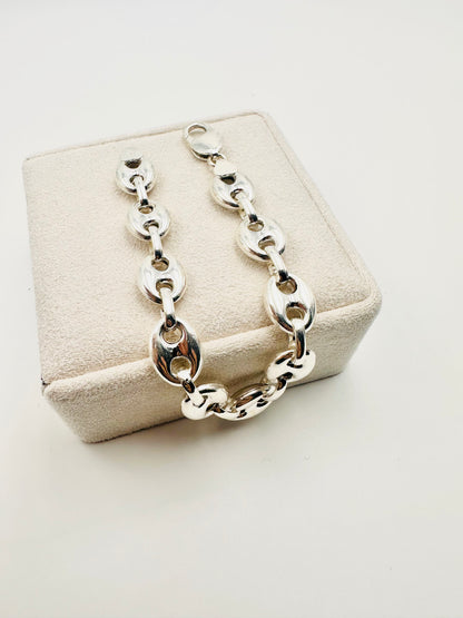 925 Sterling Silver Mens 12mm Width Anchor Mariner Bracelet 8.5 inch - Chunky Heavy