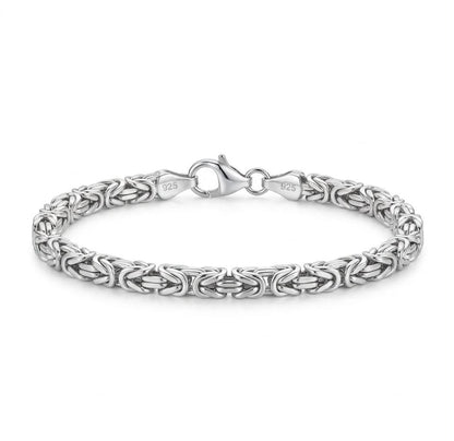 925 Sterling Silver Kings Byzantine Bracelet 4mm width - 8 inch