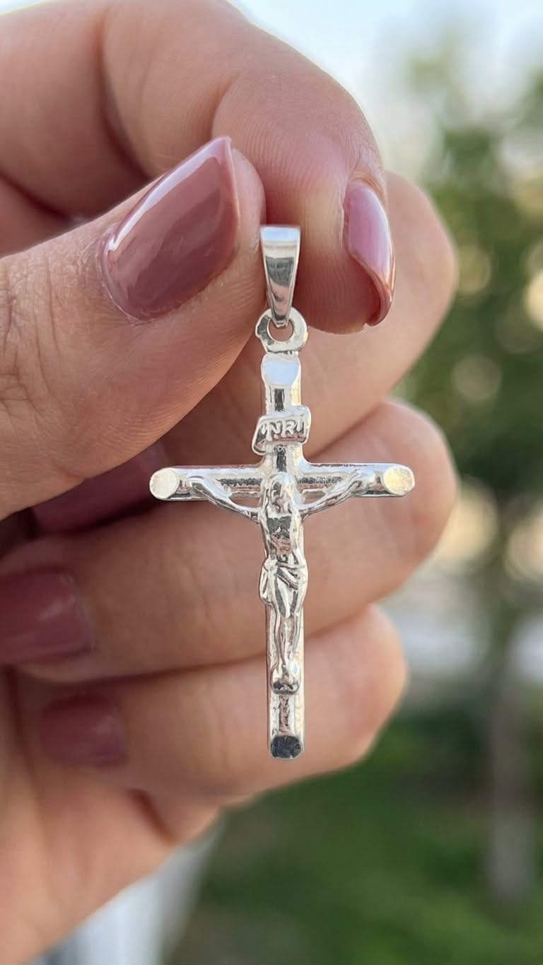 925 Sterling Silver Medium Crucifix Handmade Cross Pendant Gift - Solid
