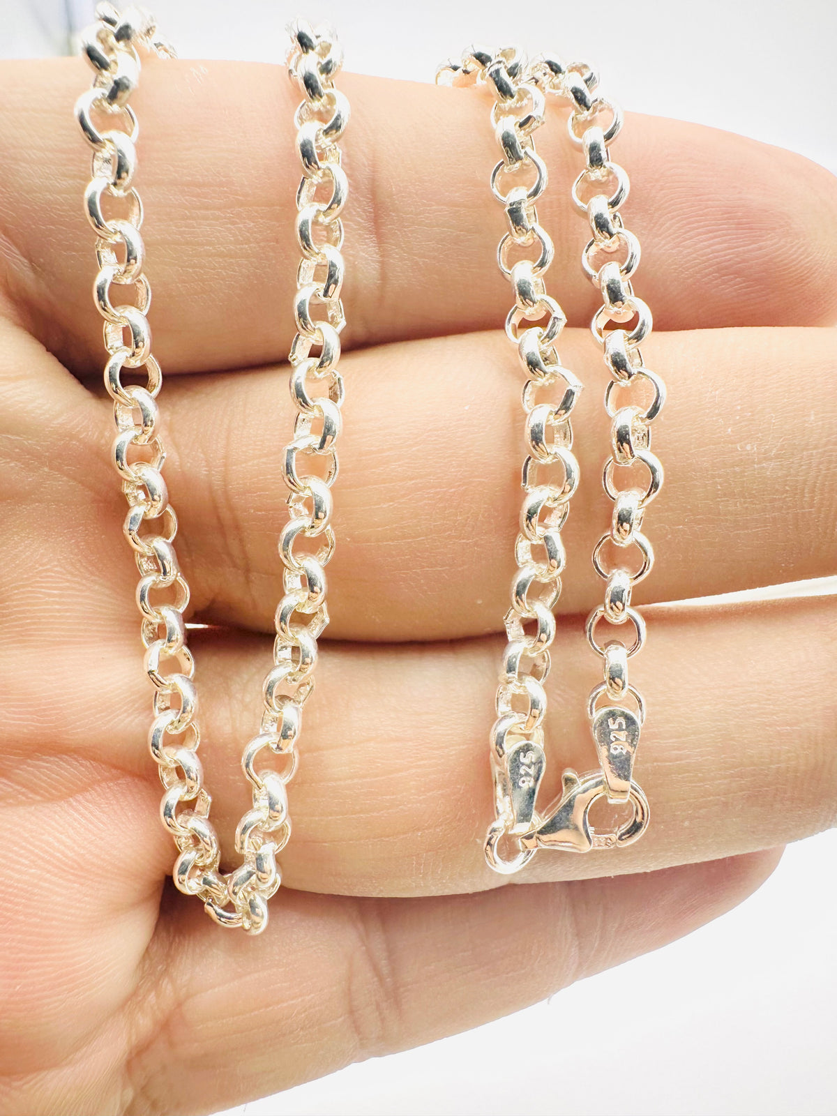 4mm Sterling Silver Round Belcher Chain Necklace - 18” 20” 22” 24” Length - Solid Silver - 925 Stamp - New