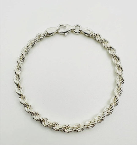 Chain the Men Sterling Silver Minimalist Men's Rope Bracelet 8 inch