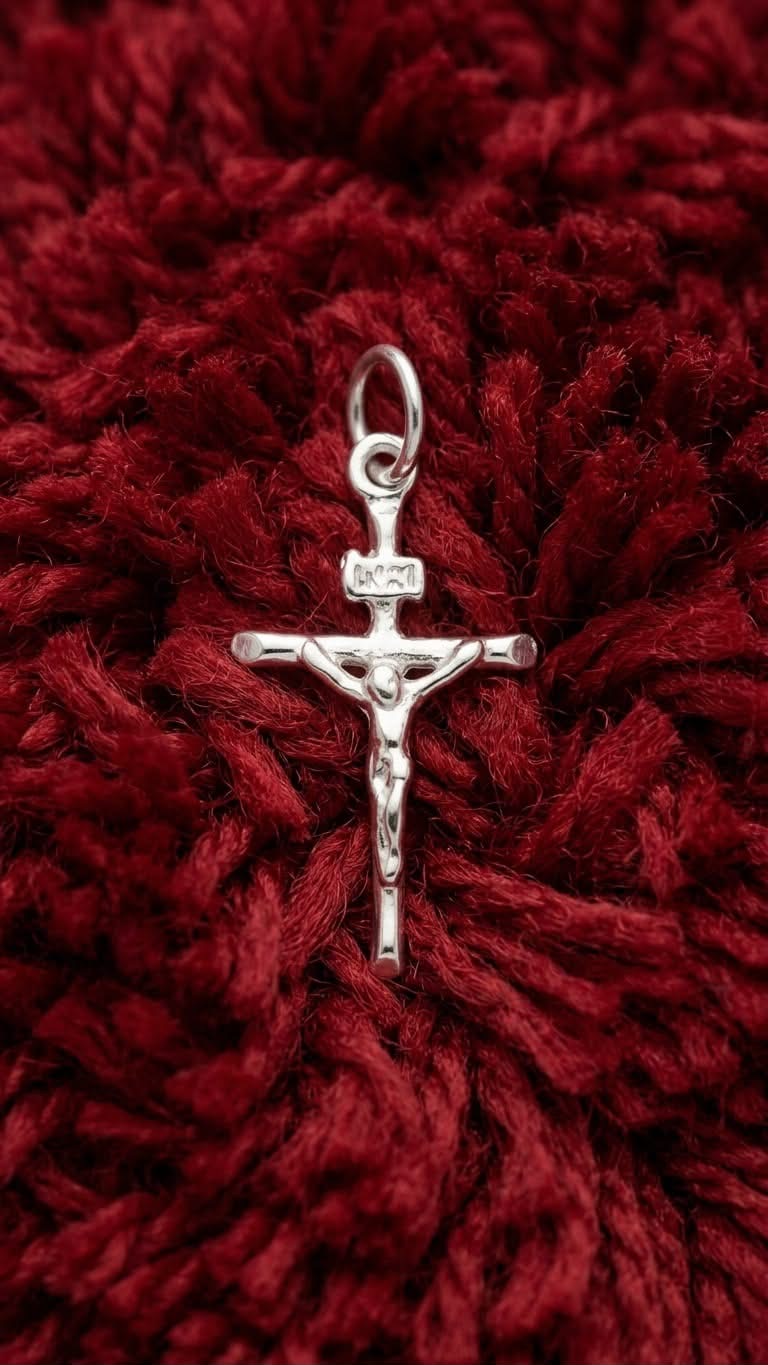 925 Sterling Silver Small Crucifix Handmade Cross Pendant Gift - Solid