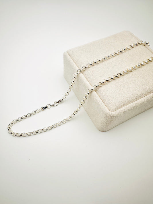 4mm Sterling Silver Round Belcher Chain Necklace - 18” 20” 22” 24” Length - Solid Silver - 925 Stamp - New