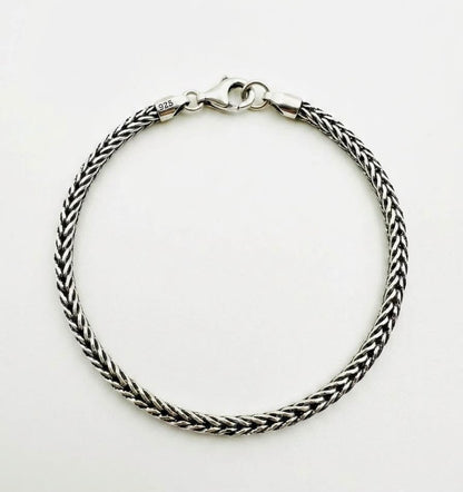 Chain the Men Black Silver Mens 4mm Wheat Franco Bracelet -Super Design