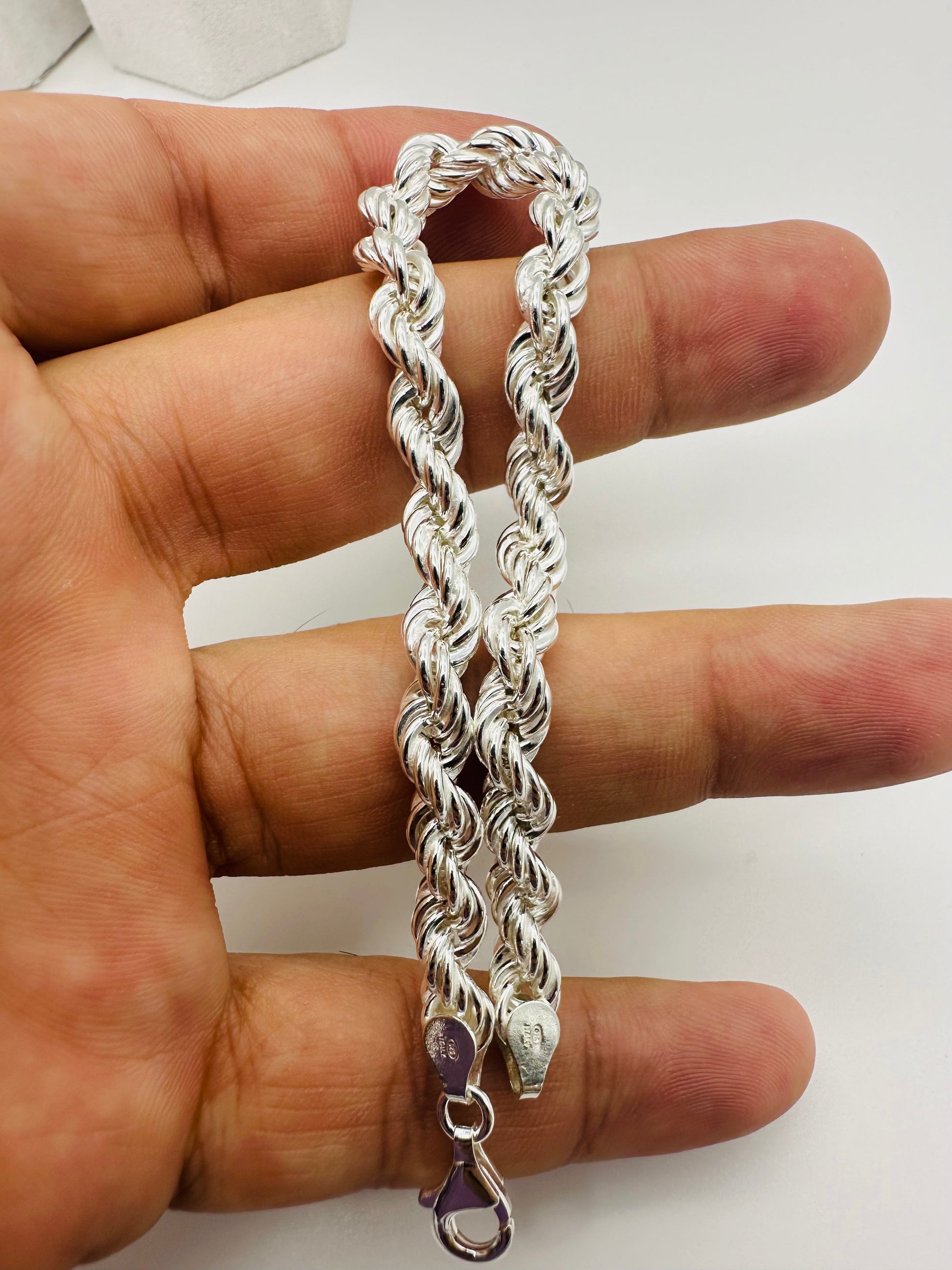 925 Sterling Silver 8mmHeavy Chunky Mens Rope Bracelet 8 inch
