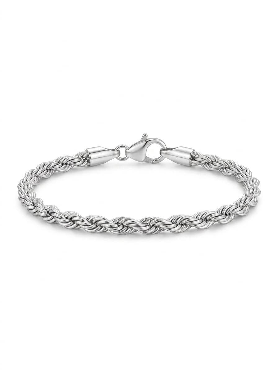 925 Sterling Silver Rope Bracelet 7mm Width - 8.5 inch