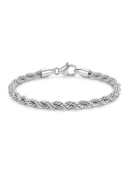 925 Sterling Silver Rope Bracelet 7mm Width - 8.5 inch