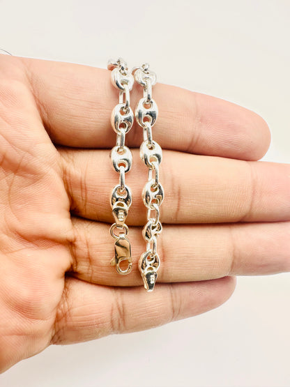 925 Sterling Silver 4mm Width Anchor Mariner Bracelet 8.5 inch