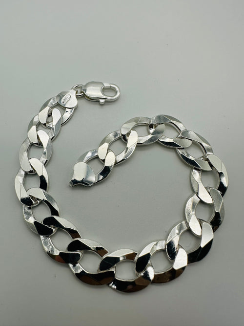 Solid 925 Sterling Silver Heavy Chunky Mens Curb Bracelet 8.5 inch