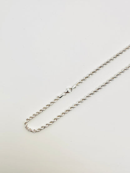Sterling Silver Solid Twisted Rope Chain Necklace - 4mm width - 18” 20” 22” 24” Length
