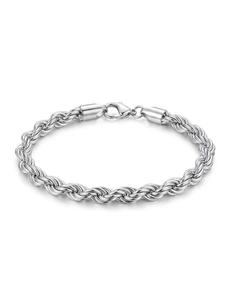 925 Sterling Silver Chunky Rope Bracelet 8mm Width - 8.5 inch