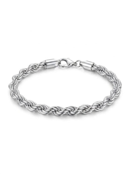 925 Sterling Silver Chunky Rope Bracelet 8mm Width - 8.5 inch