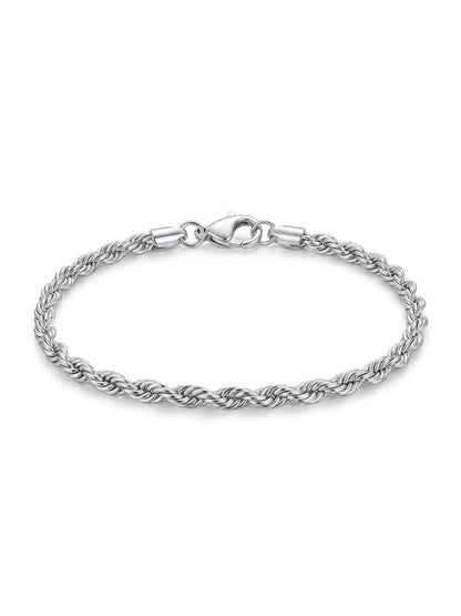 925 Sterling Silver Rope Bracelet 3mm Width - 8.5 inch