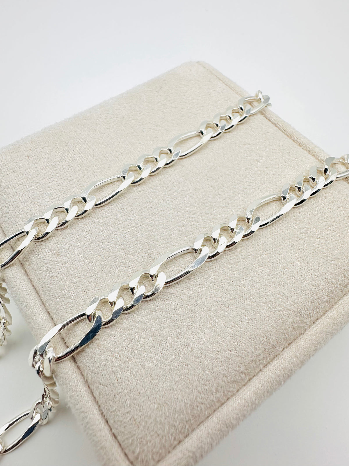 Sterling Silver Solid Figaro Chain Necklace - 8mm width - 18” 20” 22” 24” Length