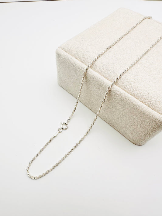Sterling Silver Solid Twisted Rope Chain Necklace - 2.5mm width - 18” 20” 22” 24” Length