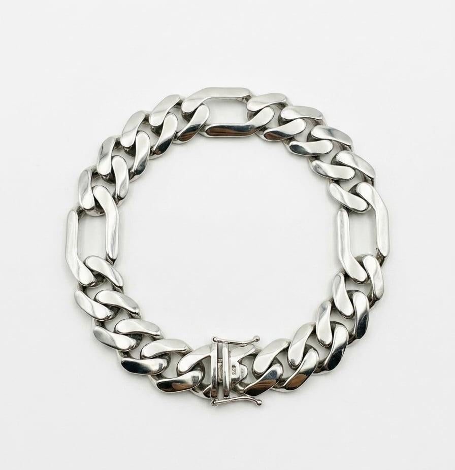 Chain the Men 925 Sterling Silver 10mm Figaro Cuban Bracelet 8.5 inch New