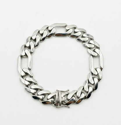 Chain the Men 925 Sterling Silver 10mm Figaro Cuban Bracelet 8.5 inch New
