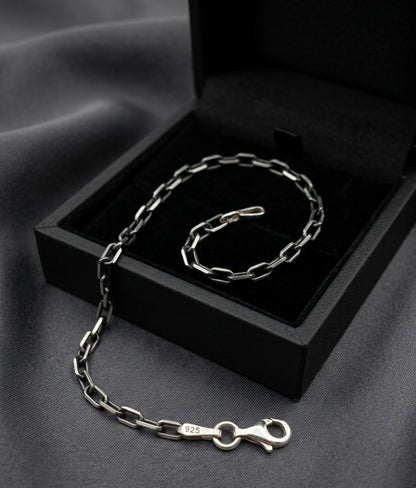Chain the Men Black Silver Mens 3mm Cable Bracelet - Road Trip Design