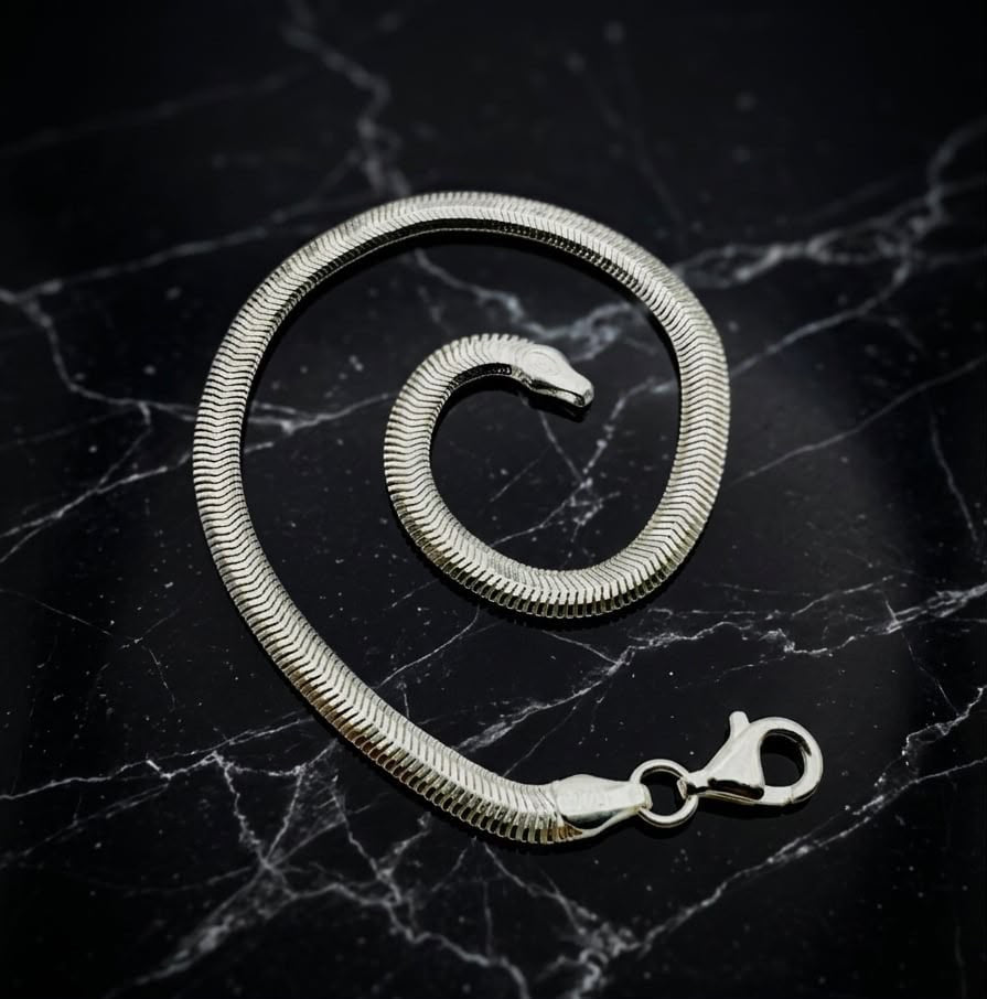 Chain the Men Black Silver Mens 5mm Herringbone Bracelet - Comfortable Design