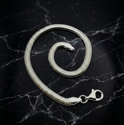 Chain the Men Black Silver Mens 5mm Herringbone Bracelet - Comfortable Design