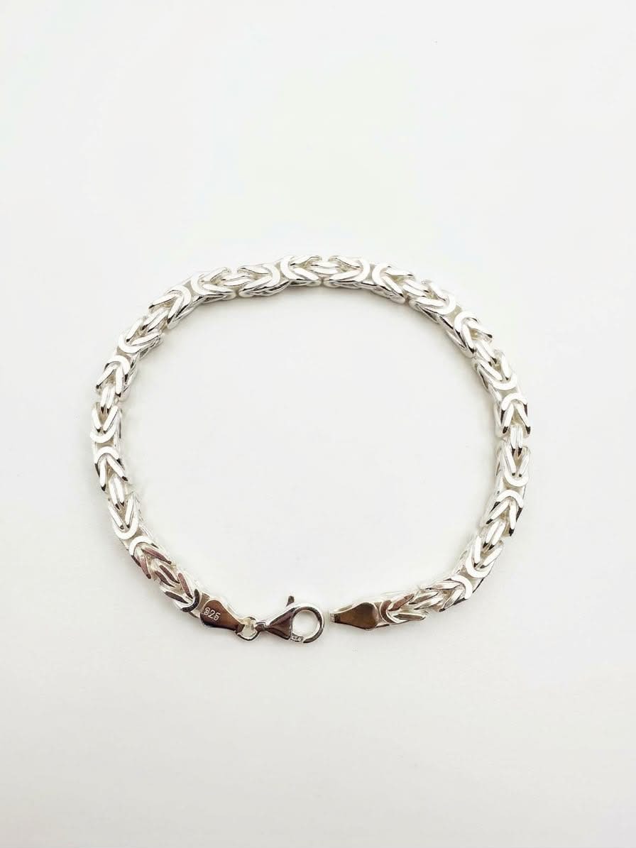 925 Sterling Kings Byzantine Silver Bracelet - 5mm width -8.5 inch