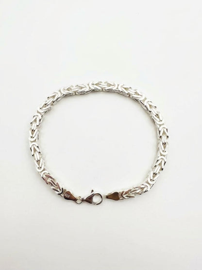 925 Sterling Kings Byzantine Silver Bracelet - 5mm width -8.5 inch