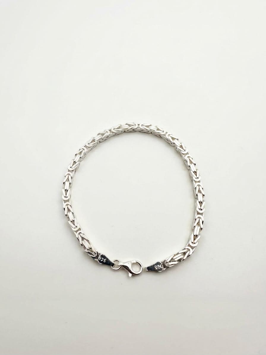 925 Sterling Silver Kings Byzantine Bracelet 4mm width - 8 inch