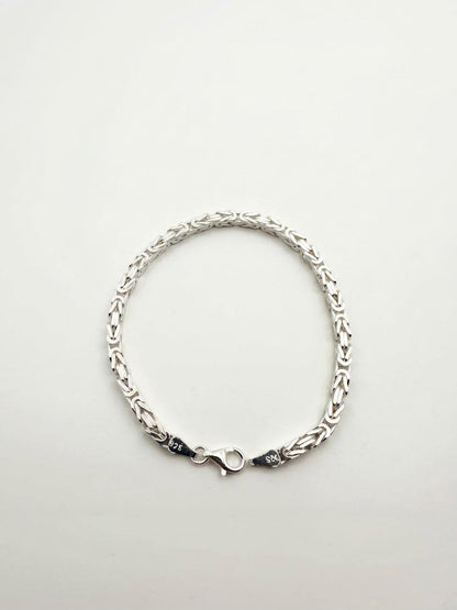 925 Sterling Silver Kings Byzantine Bracelet 4mm width - 8 inch