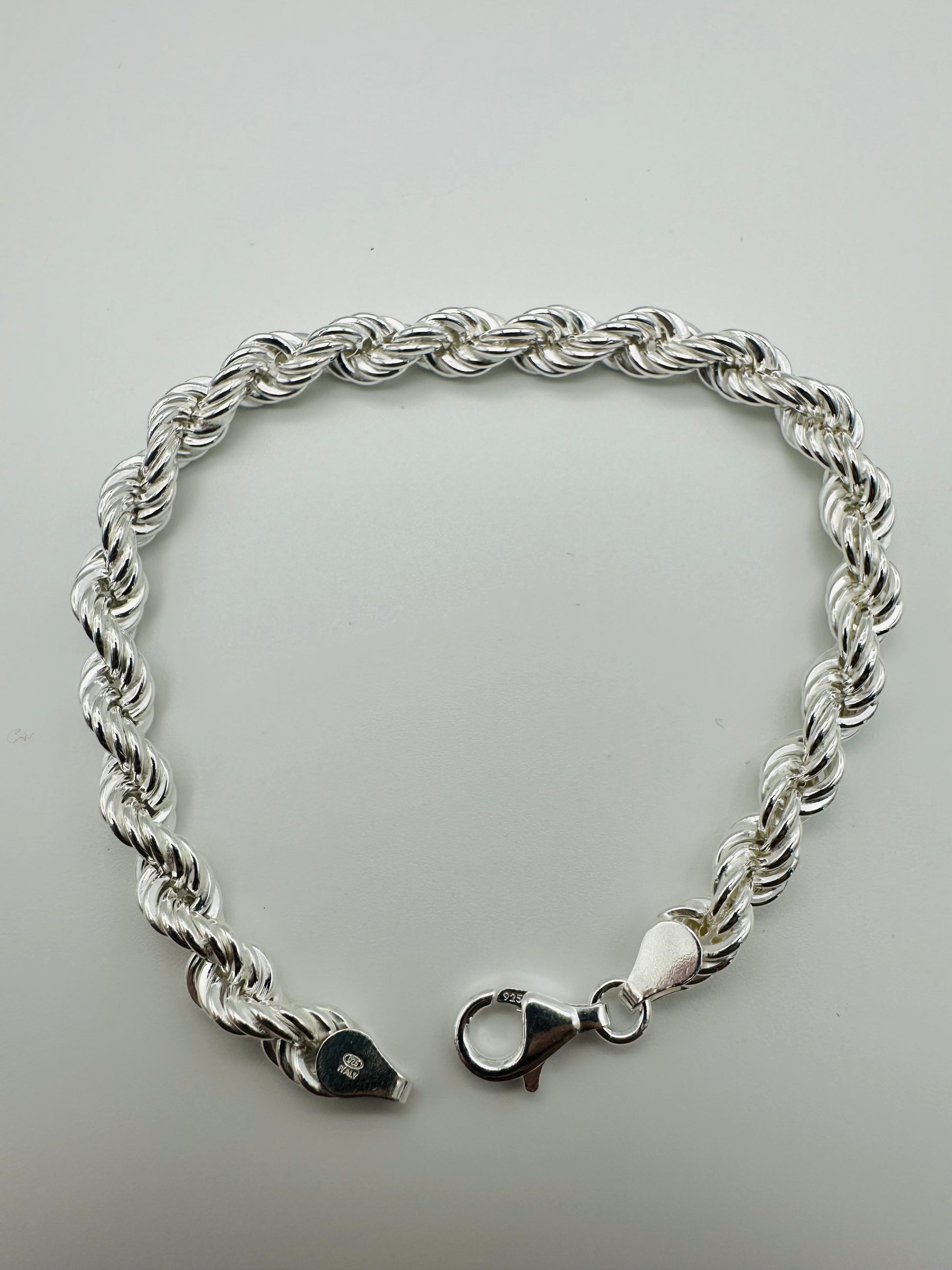 925 Sterling Silver 8mmHeavy Chunky Mens Rope Bracelet 8 inch