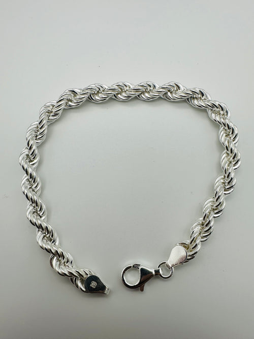 925 Sterling Silver 8mmHeavy Chunky Mens Rope Bracelet 8 inch
