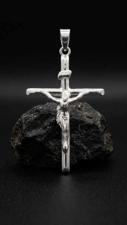 925 Sterling Silver Large Crucifix Cross Pendant Gift - Handmade Solid