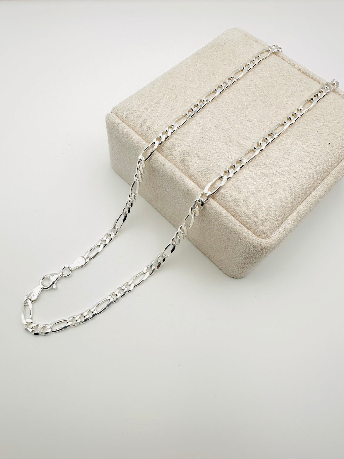Sterling Silver Solid Figaro Chain Necklace - 6mm width - 18” 20” 22” 24” Length