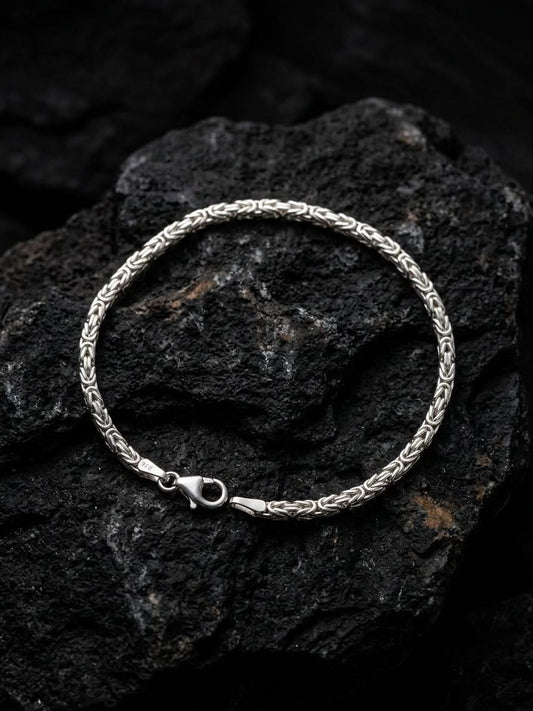 925 Sterling Silver Kings Byzantine Bracelet 2.5mm Width - 8.5 inch