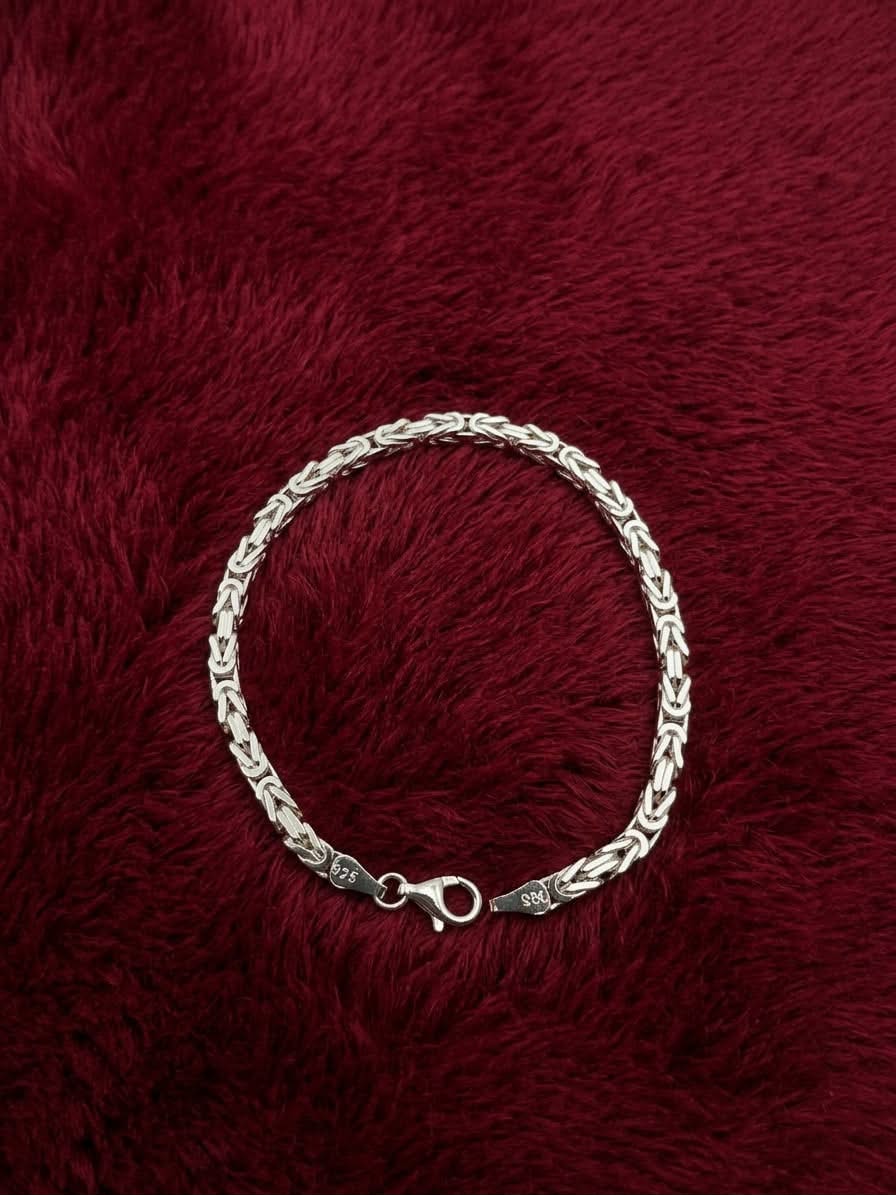 925 Sterling Silver Kings Byzantine Bracelet 4mm width - 8 inch